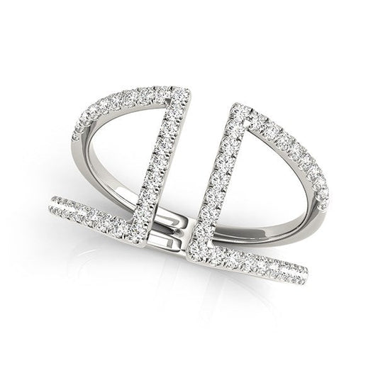 14k White Gold Open Style Dual Band Ring with Diamonds (1/2 cttw) RCJ Rings  CELESTIA LUXE JEWELLERS