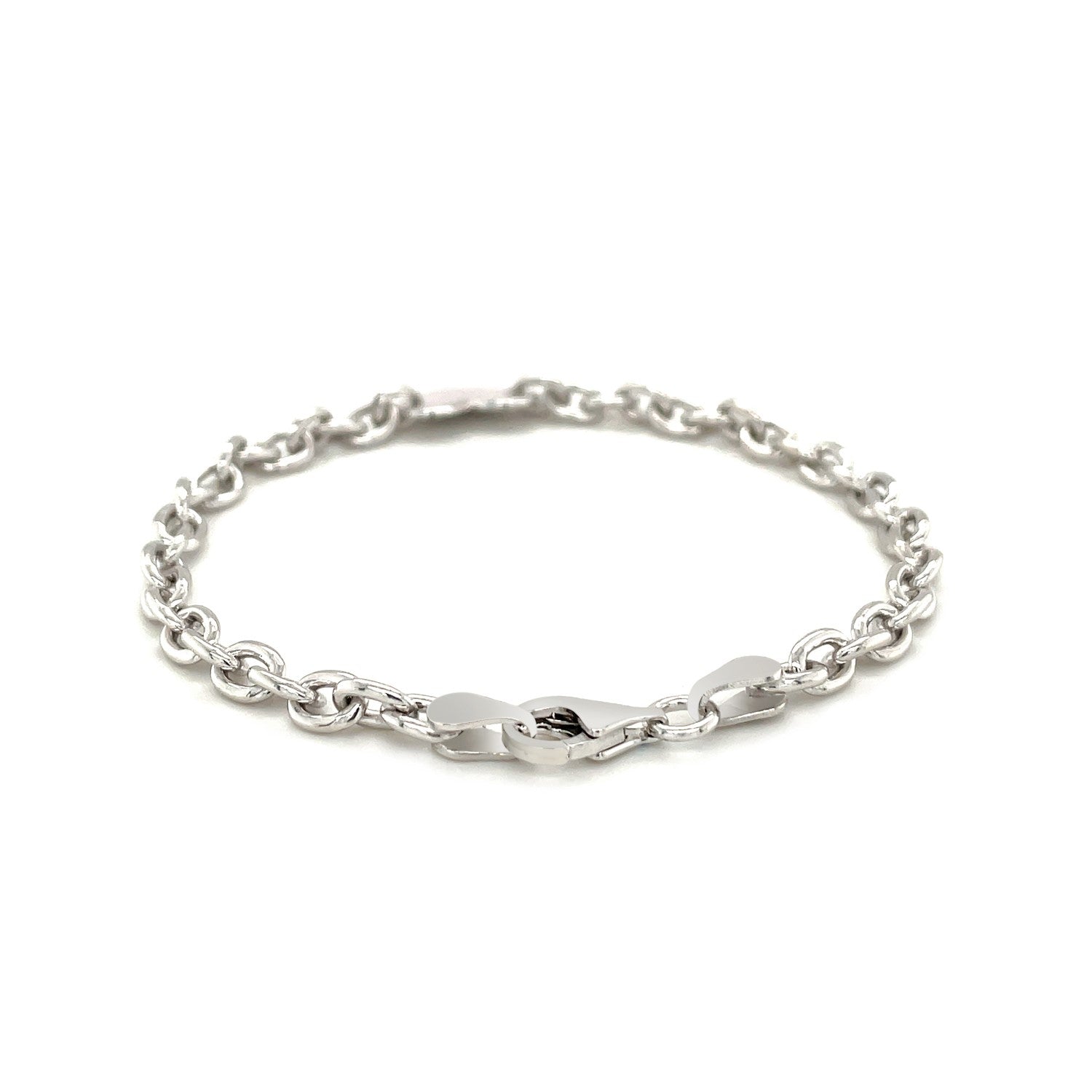 Sterling Silver Rhodium Plated Chain Bracelet with a Flat Heart Station(5.00 mm) RCJ Bracelets  CELESTIA LUXE JEWELLERS