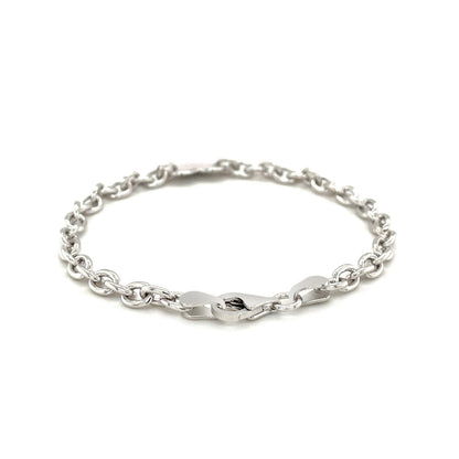 Sterling Silver Rhodium Plated Chain Bracelet with a Flat Heart Station(5.00 mm) RCJ Bracelets  CELESTIA LUXE JEWELLERS