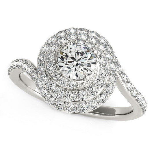 14k White Gold Round Diamond Spiral Design Engagement Ring (1 1/8 cttw) RCJ Rings  CELESTIA LUXE JEWELLERS