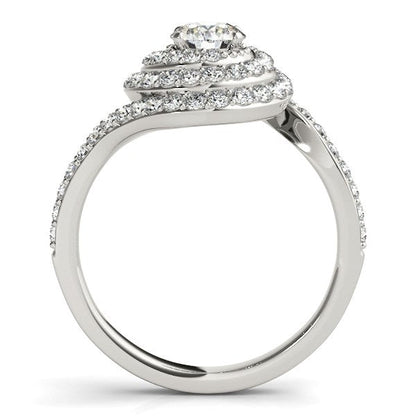 14k White Gold Round Diamond Spiral Design Engagement Ring (1 1/8 cttw) RCJ Rings  CELESTIA LUXE JEWELLERS