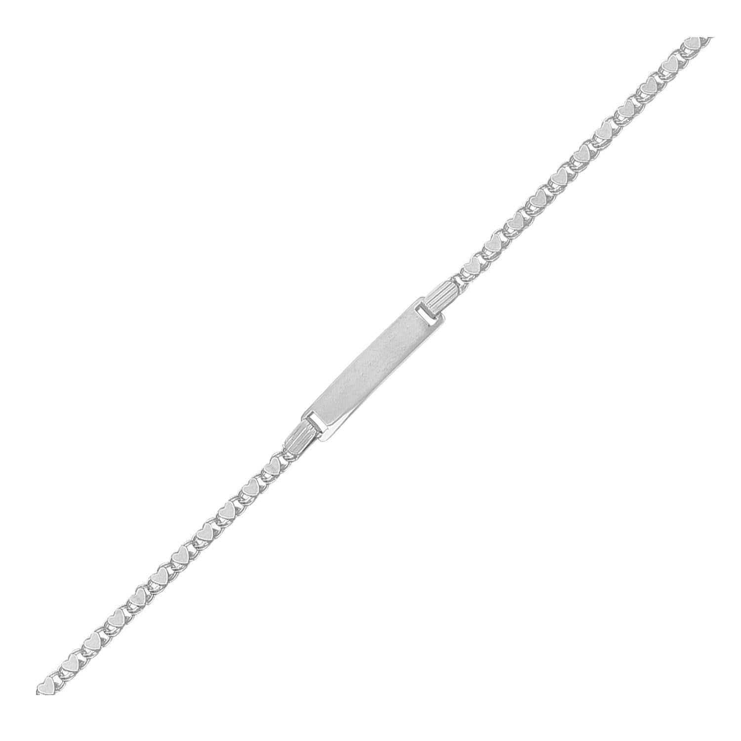 14k White Gold Childrens Heart Link ID Bracelet RCJ Bracelets  CELESTIA LUXE JEWELLERS
