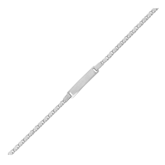 14k White Gold Childrens Heart Link ID Bracelet RCJ Bracelets  CELESTIA LUXE JEWELLERS