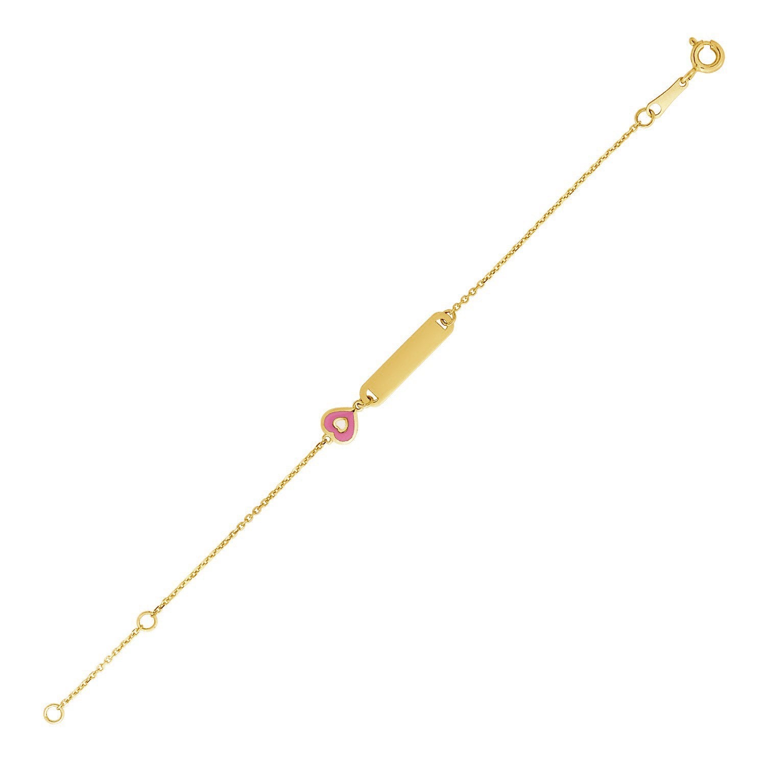 14k Yellow Gold 5 1/2 inch Childrens ID Bracelet with Enameled Heart (1.00 mm) RCJ Bracelets  CELESTIA LUXE JEWELLERS