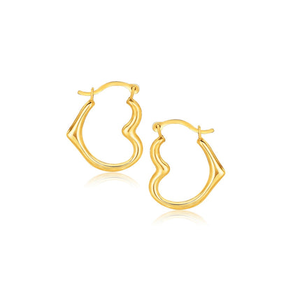 10k Yellow Gold Heart Hoop Earrings RCJ Earrings  CELESTIA LUXE JEWELLERS