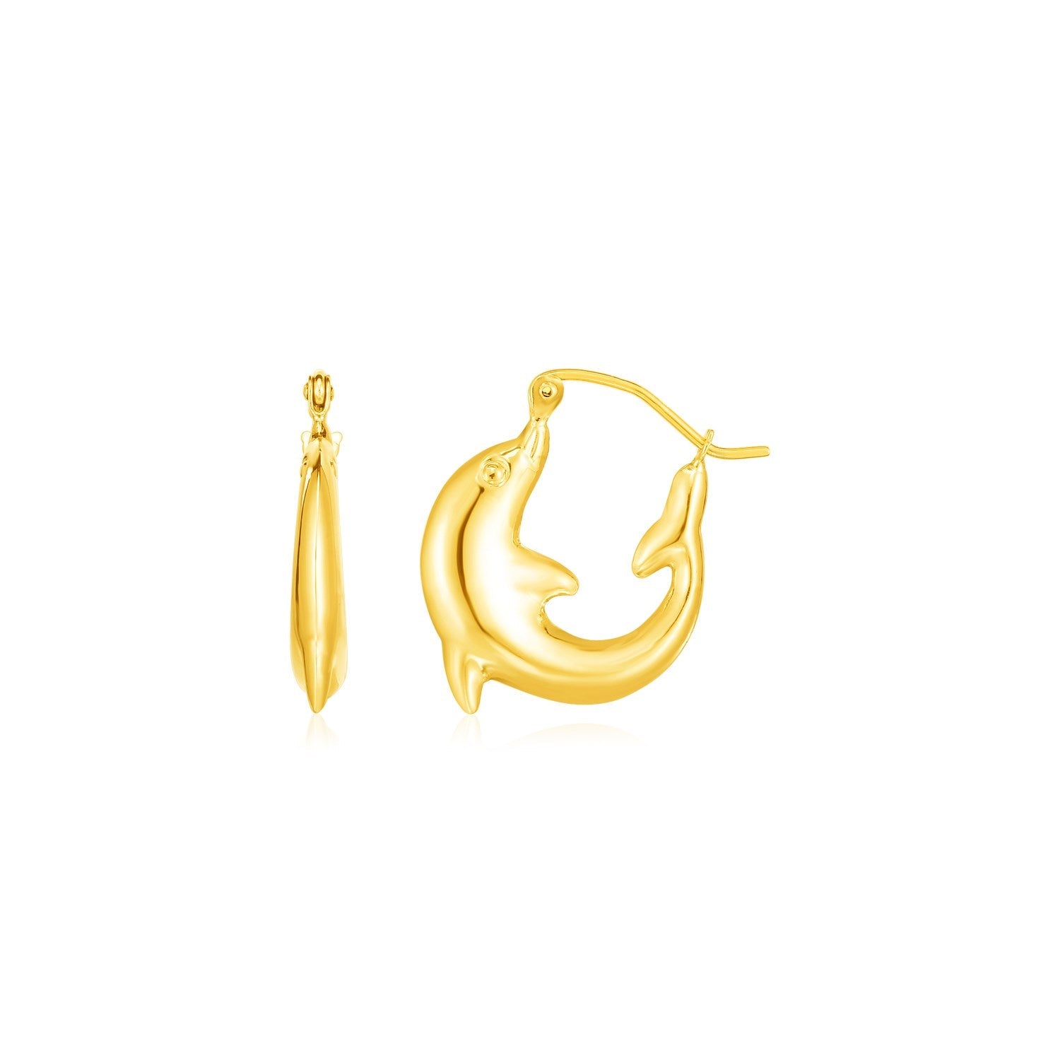 14K Yellow Gold Dolphin Hoop Earrings RCJ Earrings  CELESTIA LUXE JEWELLERS