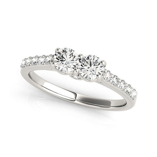 14k White Gold Round Two Stone Diamond Ring (3/4 cttw) RCJ Rings  CELESTIA LUXE JEWELLERS