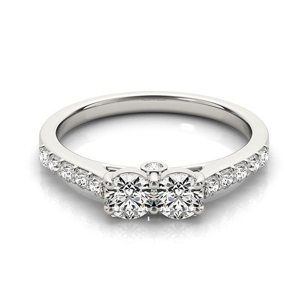 14k White Gold Round Two Stone Diamond Ring (3/4 cttw) RCJ Rings  CELESTIA LUXE JEWELLERS