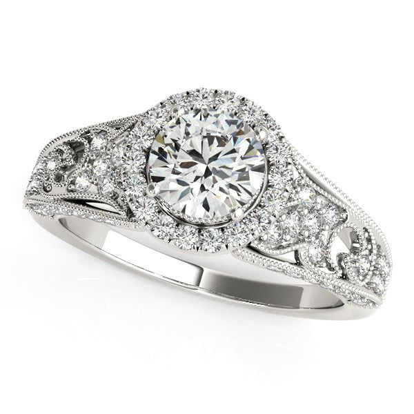 14k White Gold Diamond Engagement Ring with Baroque Shank Design (1 1/8 cttw) RCJ Rings  CELESTIA LUXE JEWELLERS