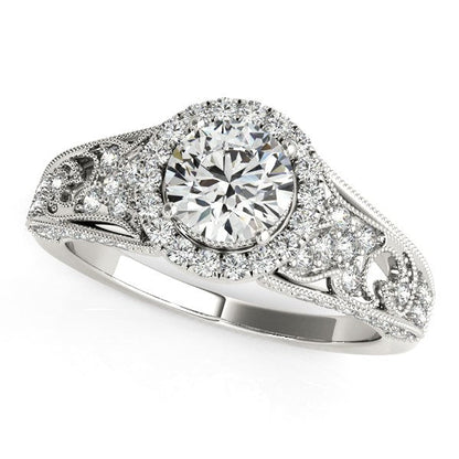 14k White Gold Diamond Engagement Ring with Baroque Shank Design (1 1/8 cttw) RCJ Rings  CELESTIA LUXE JEWELLERS