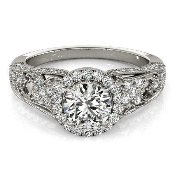 14k White Gold Diamond Engagement Ring with Baroque Shank Design (1 1/8 cttw) RCJ Rings  CELESTIA LUXE JEWELLERS