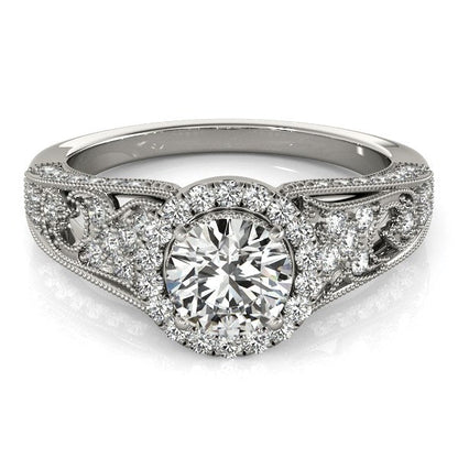 14k White Gold Diamond Engagement Ring with Baroque Shank Design (1 1/8 cttw) RCJ Rings  CELESTIA LUXE JEWELLERS