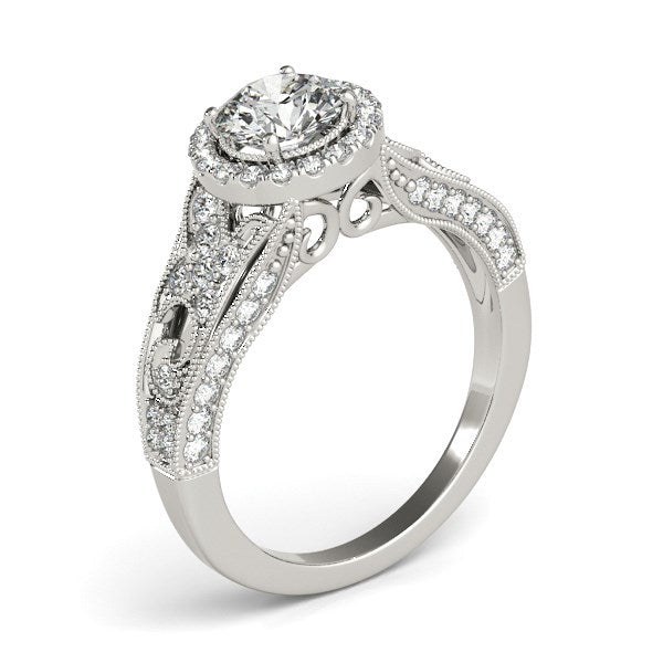 14k White Gold Diamond Engagement Ring with Baroque Shank Design (1 1/8 cttw) RCJ Rings  CELESTIA LUXE JEWELLERS
