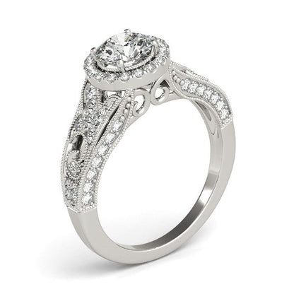 14k White Gold Diamond Engagement Ring with Baroque Shank Design (1 1/8 cttw) RCJ Rings  CELESTIA LUXE JEWELLERS