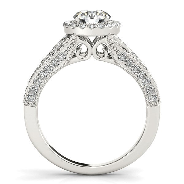 14k White Gold Diamond Engagement Ring with Baroque Shank Design (1 1/8 cttw) RCJ Rings  CELESTIA LUXE JEWELLERS