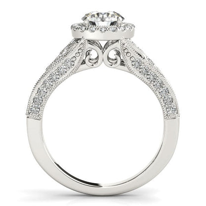14k White Gold Diamond Engagement Ring with Baroque Shank Design (1 1/8 cttw) RCJ Rings  CELESTIA LUXE JEWELLERS