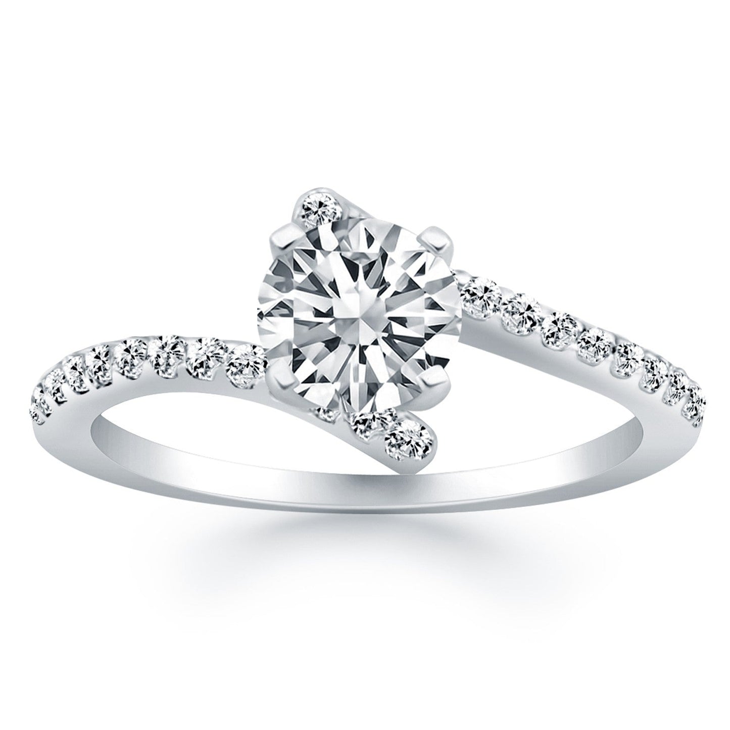 14k White Gold Open Shank Bypass Diamond Engagement Ring RCJ Rings  CELESTIA LUXE JEWELLERS