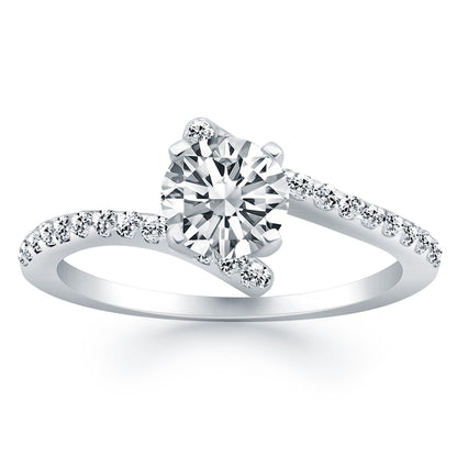 14k White Gold Open Shank Bypass Diamond Engagement Ring RCJ Rings  CELESTIA LUXE JEWELLERS
