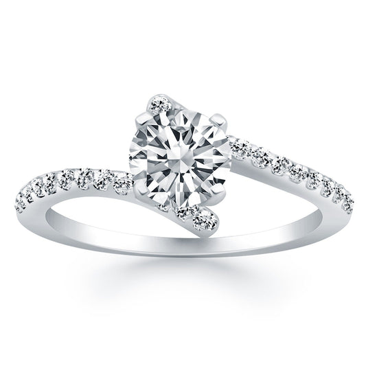 14k White Gold Open Shank Bypass Diamond Engagement Ring RCJ Rings  CELESTIA LUXE JEWELLERS