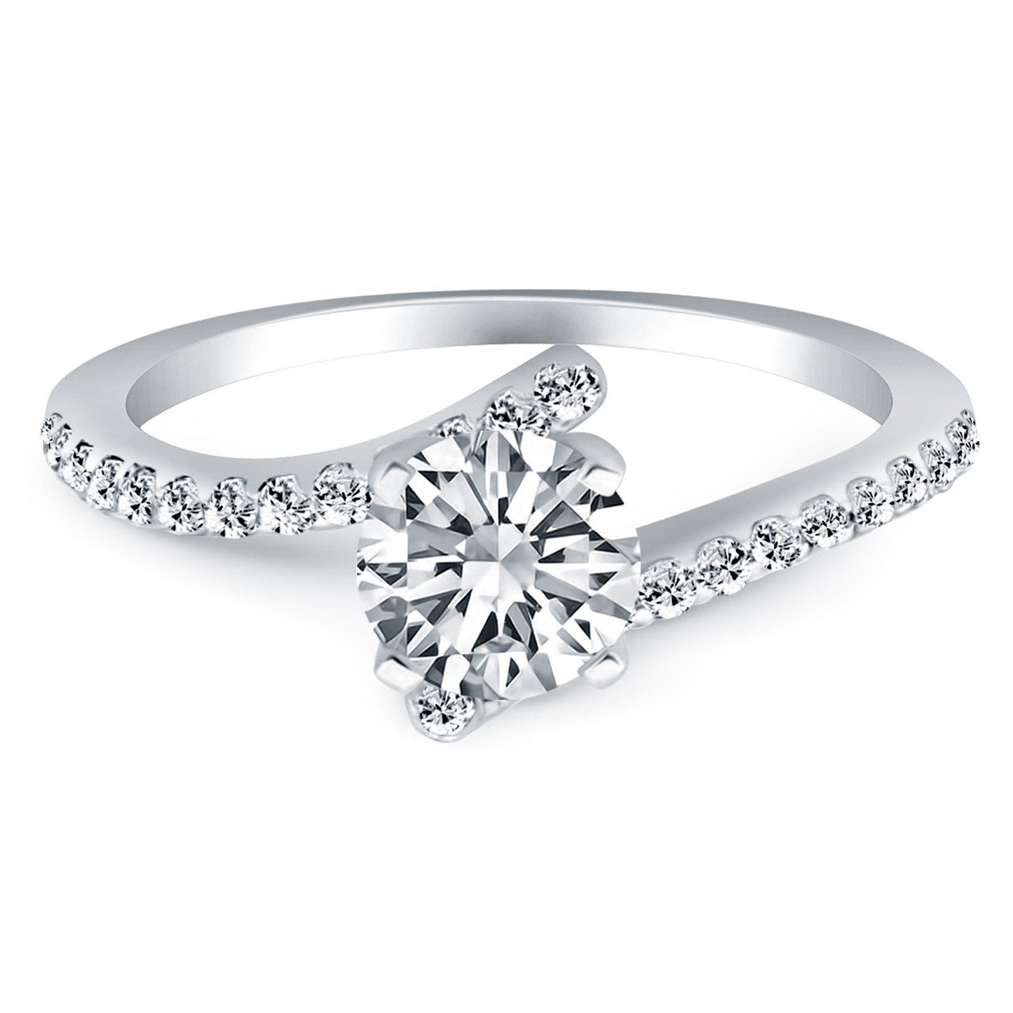 14k White Gold Open Shank Bypass Diamond Engagement Ring RCJ Rings  CELESTIA LUXE JEWELLERS