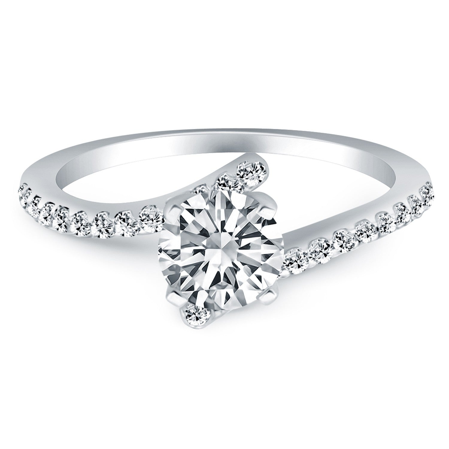 14k White Gold Open Shank Bypass Diamond Engagement Ring RCJ Rings  CELESTIA LUXE JEWELLERS