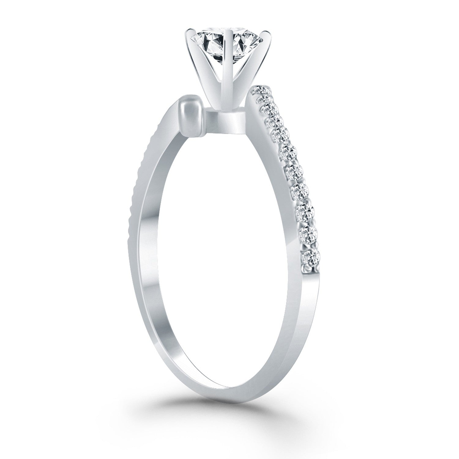 14k White Gold Open Shank Bypass Diamond Engagement Ring RCJ Rings  CELESTIA LUXE JEWELLERS