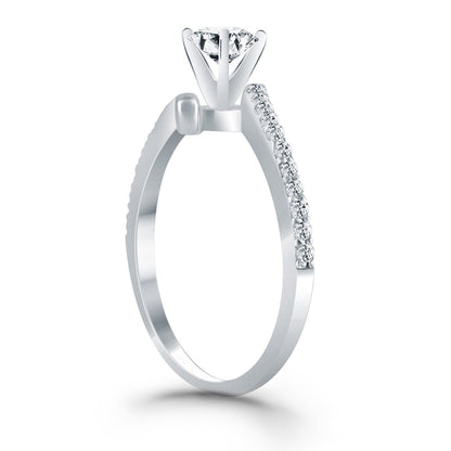 14k White Gold Open Shank Bypass Diamond Engagement Ring RCJ Rings  CELESTIA LUXE JEWELLERS