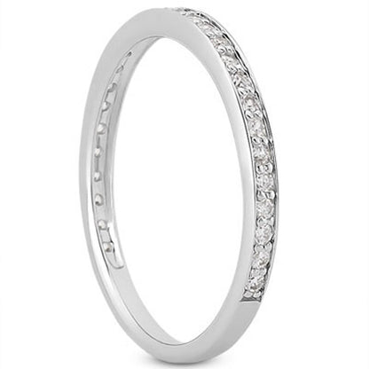 14k White Gold Micro-pave Diamond Wedding Ring Band Set 3/4 Around RCJ Rings  CELESTIA LUXE JEWELLERS