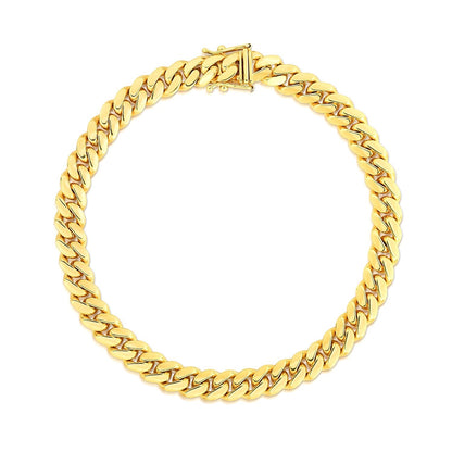10k Yellow Gold Classic Miami Cuban Solid Bracelet (7.10 mm) RCJ Bracelets  CELESTIA LUXE JEWELLERS