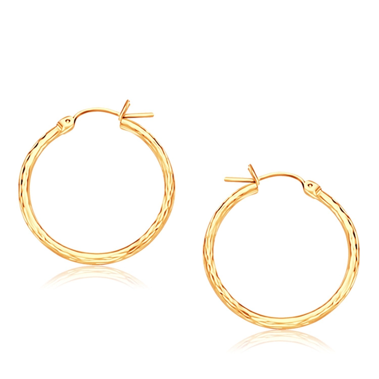 14K Yellow Gold Diamond Cut Hoop Earrings  (25mm Diameter) RCJ Earrings  CELESTIA LUXE JEWELLERS