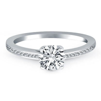 14k White Gold Channel Set Cathedral Engagement Ring RCJ Rings  CELESTIA LUXE JEWELLERS