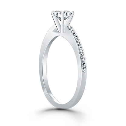 14k White Gold Channel Set Cathedral Engagement Ring RCJ Rings  CELESTIA LUXE JEWELLERS