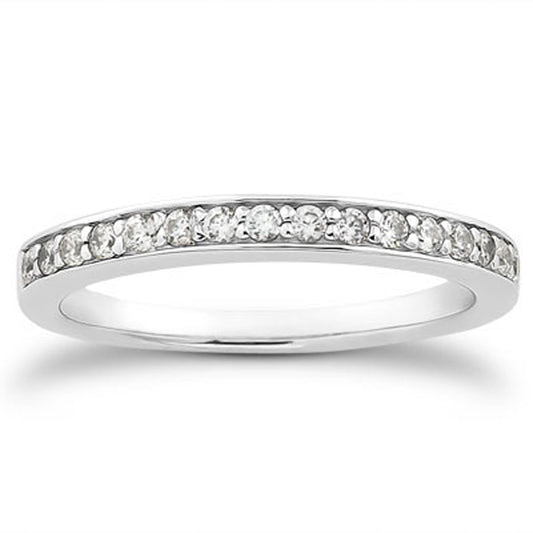 14k White Gold Pave Diamond Wedding Ring Band Set 1/2 Around RCJ Rings  CELESTIA LUXE JEWELLERS
