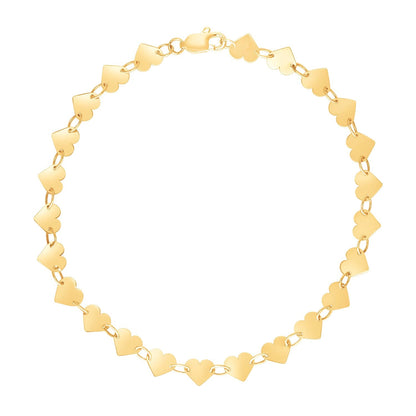 14k Yellow Gold 7 inch Mirrored Heart Chain Bracelet (5.00 mm) RCJ Bracelets  CELESTIA LUXE JEWELLERS
