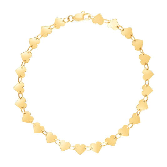 14k Yellow Gold 7 inch Mirrored Heart Chain Bracelet (5.00 mm) RCJ Bracelets  CELESTIA LUXE JEWELLERS
