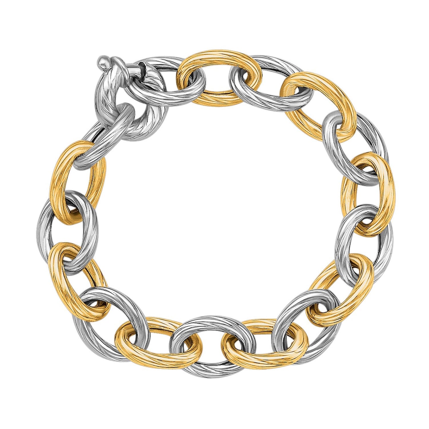 18k Yellow Gold and Sterling Silver Rhodium Plated Diamond Cut Chain Bracelet RCJ Bracelets  CELESTIA LUXE JEWELLERS