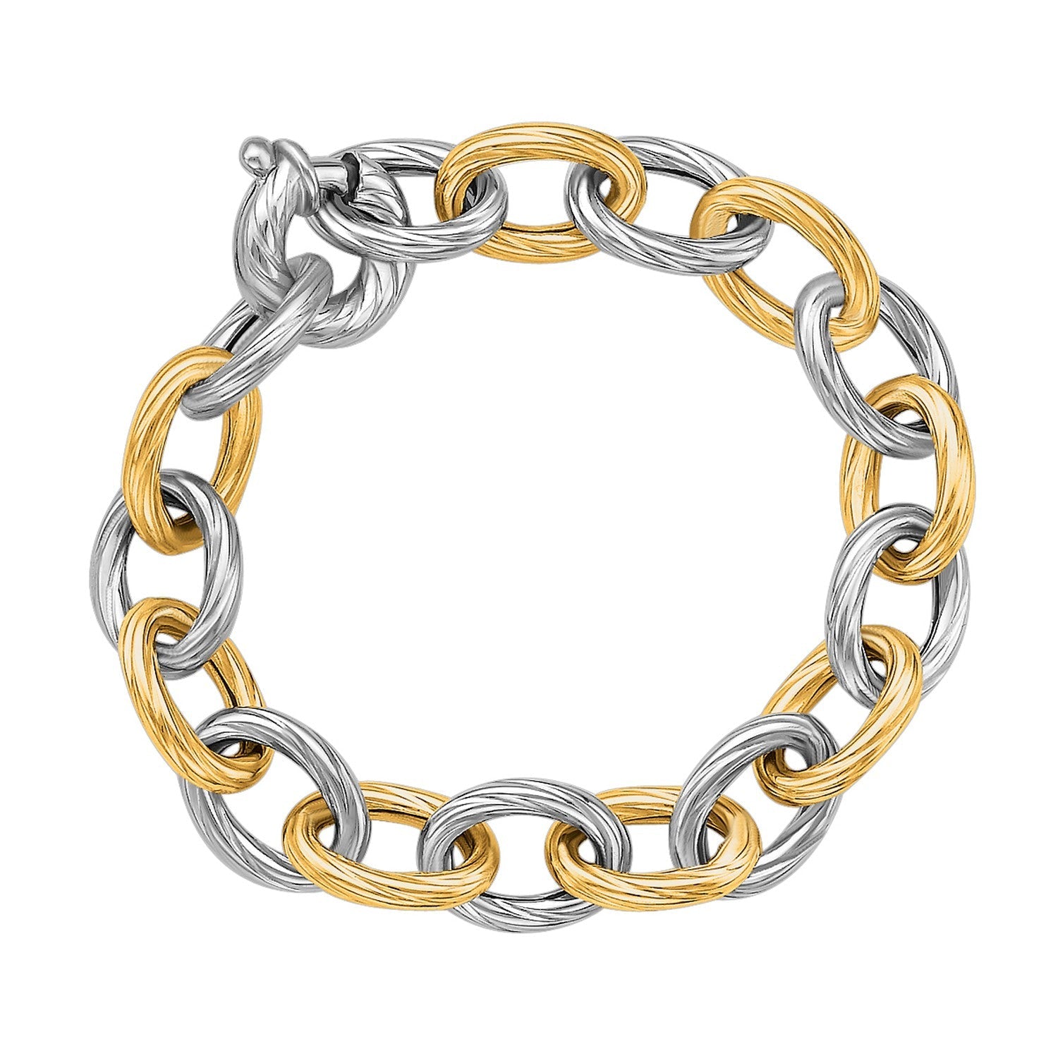 18k Yellow Gold and Sterling Silver Rhodium Plated Diamond Cut Chain Bracelet RCJ Bracelets  CELESTIA LUXE JEWELLERS
