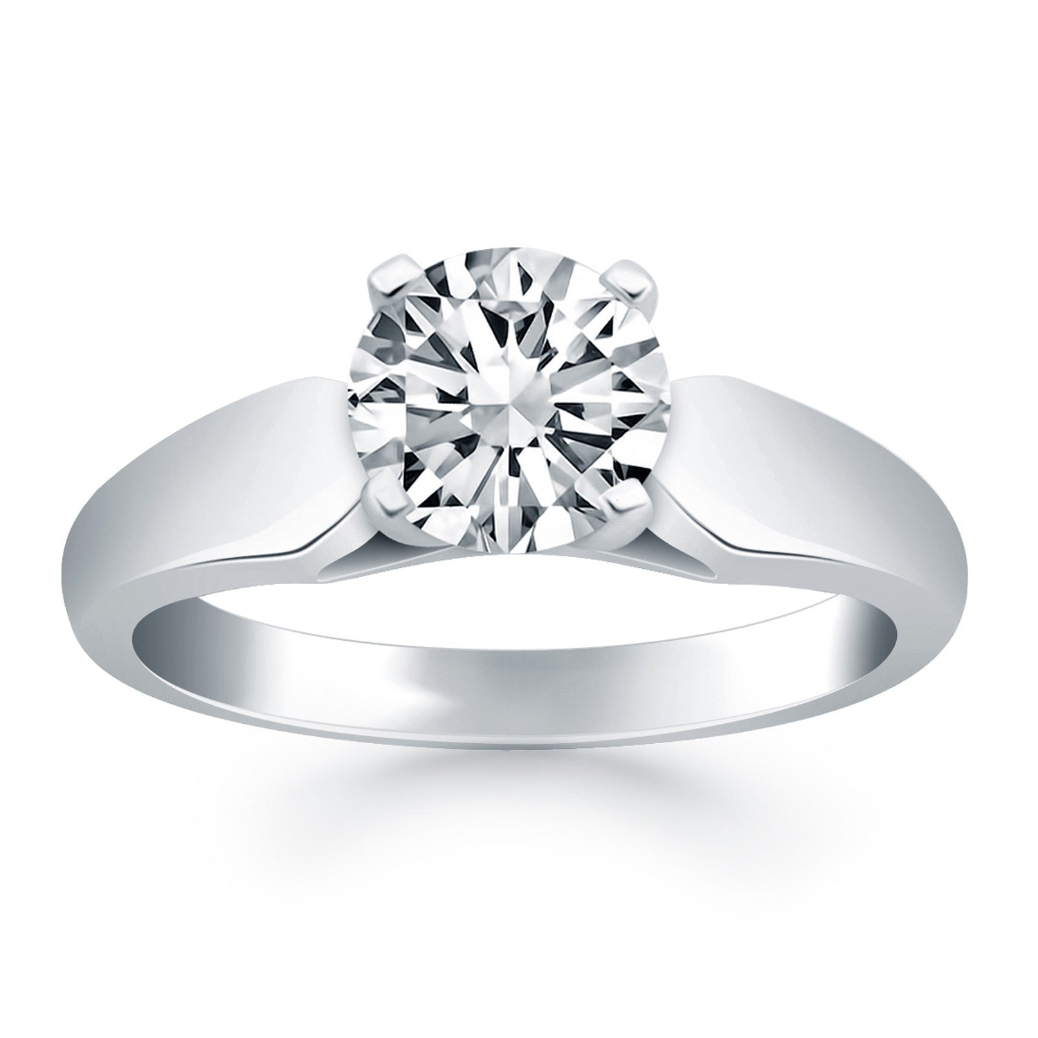 14k White Gold Tapered Cathedral Solitaire Engagement Ring RCJ Rings  CELESTIA LUXE JEWELLERS