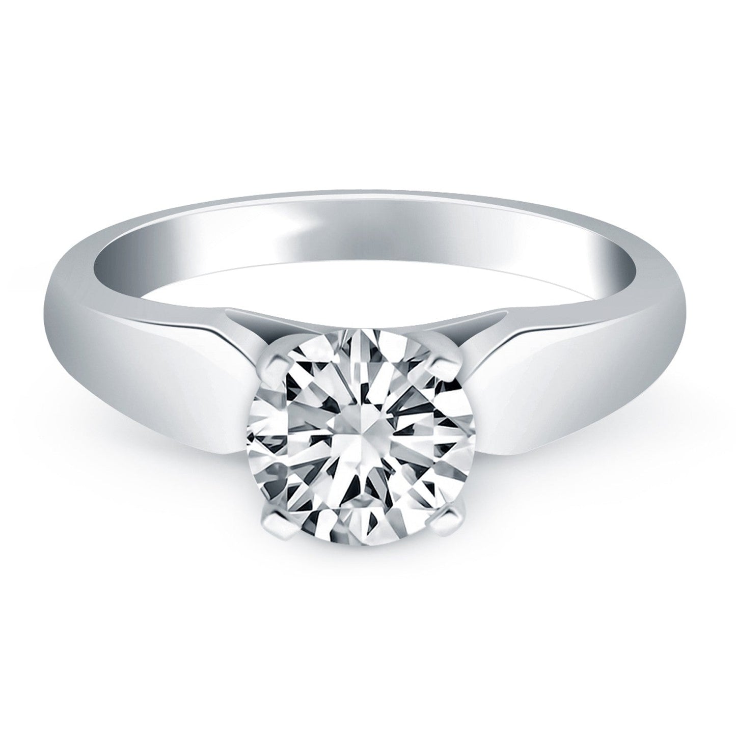 14k White Gold Tapered Cathedral Solitaire Engagement Ring RCJ Rings  CELESTIA LUXE JEWELLERS
