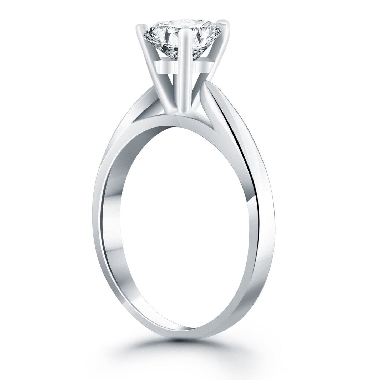 14k White Gold Tapered Cathedral Solitaire Engagement Ring RCJ Rings  CELESTIA LUXE JEWELLERS