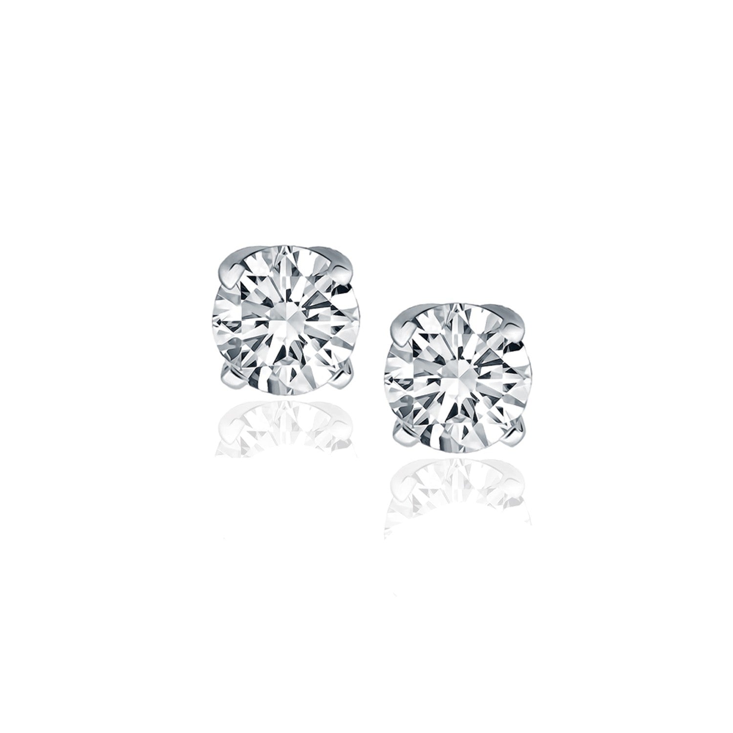 14k White Gold Diamond Four Prong Stud Earrings (1 cttw) RCJ Earrings  CELESTIA LUXE JEWELLERS