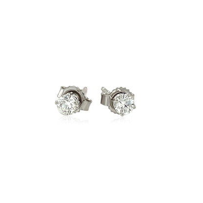 14k White Gold Diamond Four Prong Stud Earrings (1/4 cttw) RCJ Earrings  CELESTIA LUXE JEWELLERS