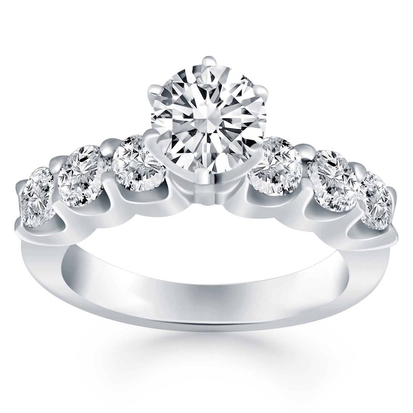 14k White Gold Shared Prong Diamond Engagement Ring RCJ Rings  CELESTIA LUXE JEWELLERS