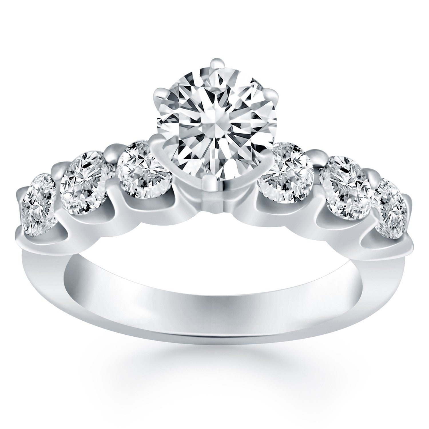 14k White Gold Shared Prong Diamond Engagement Ring RCJ Rings  CELESTIA LUXE JEWELLERS