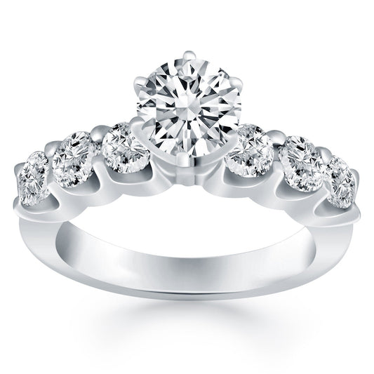 14k White Gold Shared Prong Diamond Engagement Ring RCJ Rings  CELESTIA LUXE JEWELLERS