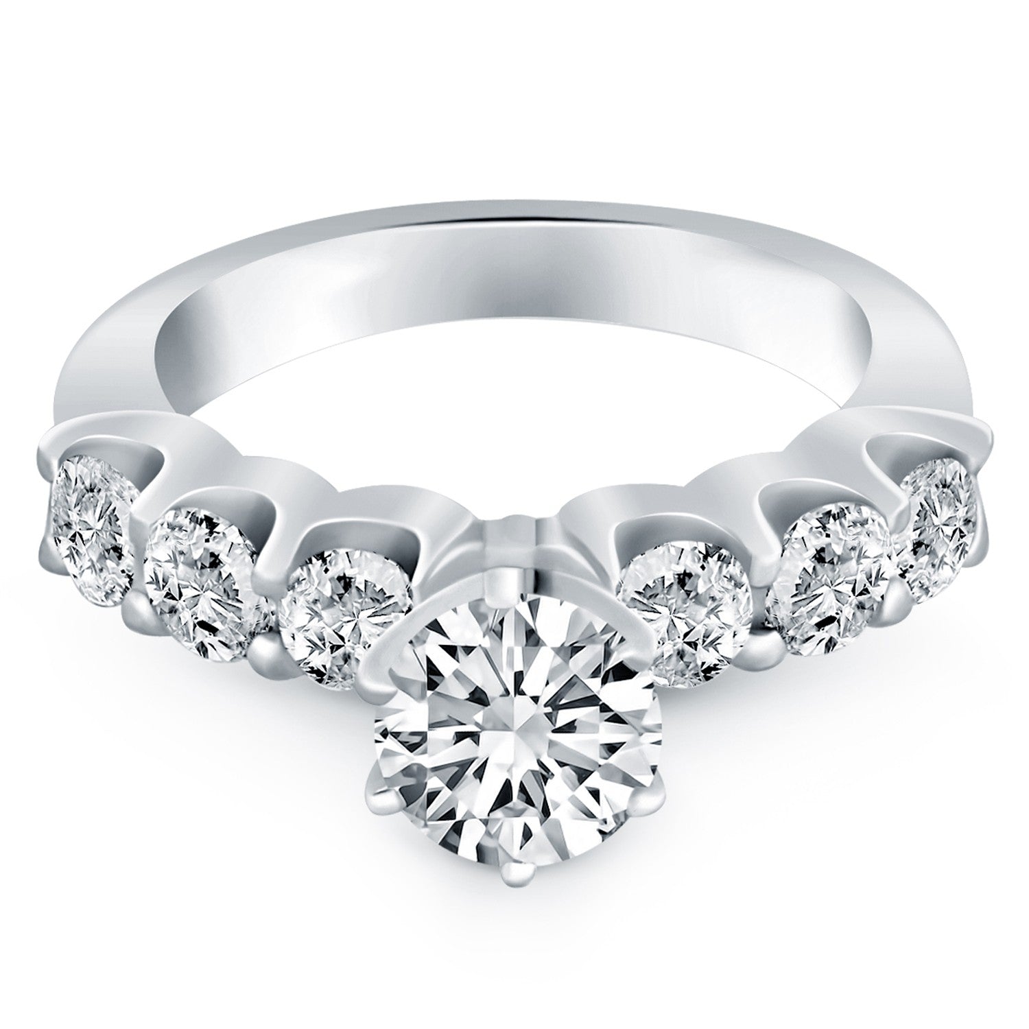 14k White Gold Shared Prong Diamond Engagement Ring RCJ Rings  CELESTIA LUXE JEWELLERS