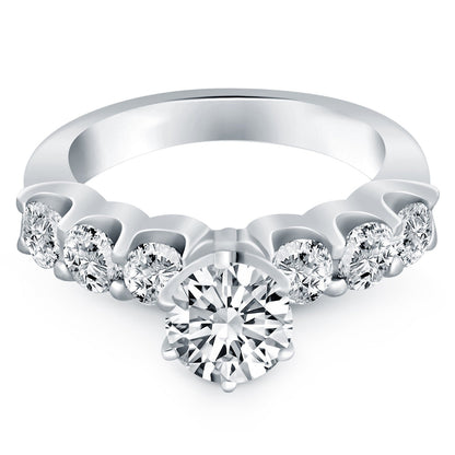 14k White Gold Shared Prong Diamond Engagement Ring RCJ Rings  CELESTIA LUXE JEWELLERS