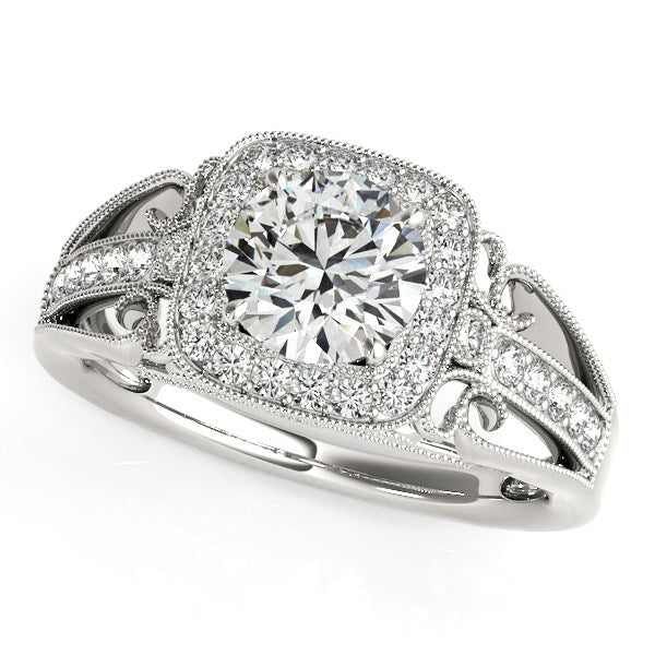 14k White Gold Baroque Shank Style Cut Diamond Engagement Ring (1 1/4 cttw) RCJ Rings  CELESTIA LUXE JEWELLERS