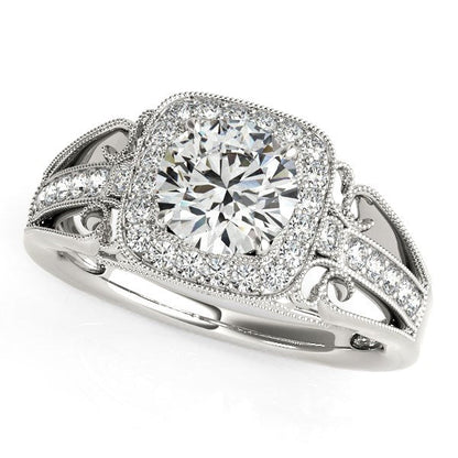 14k White Gold Baroque Shank Style Cut Diamond Engagement Ring (1 1/4 cttw) RCJ Rings  CELESTIA LUXE JEWELLERS