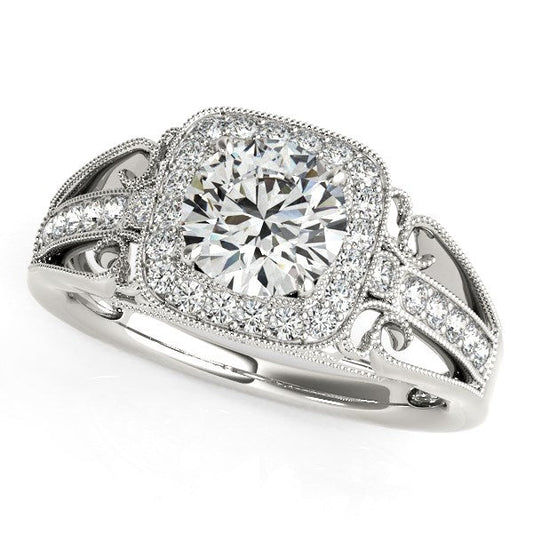 14k White Gold Baroque Shank Style Cut Diamond Engagement Ring (1 1/4 cttw) RCJ Rings  CELESTIA LUXE JEWELLERS